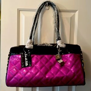 Rare Lux de Ville Purple Sparkle and Black Atomic Bomb Tote, Retired. BNWT